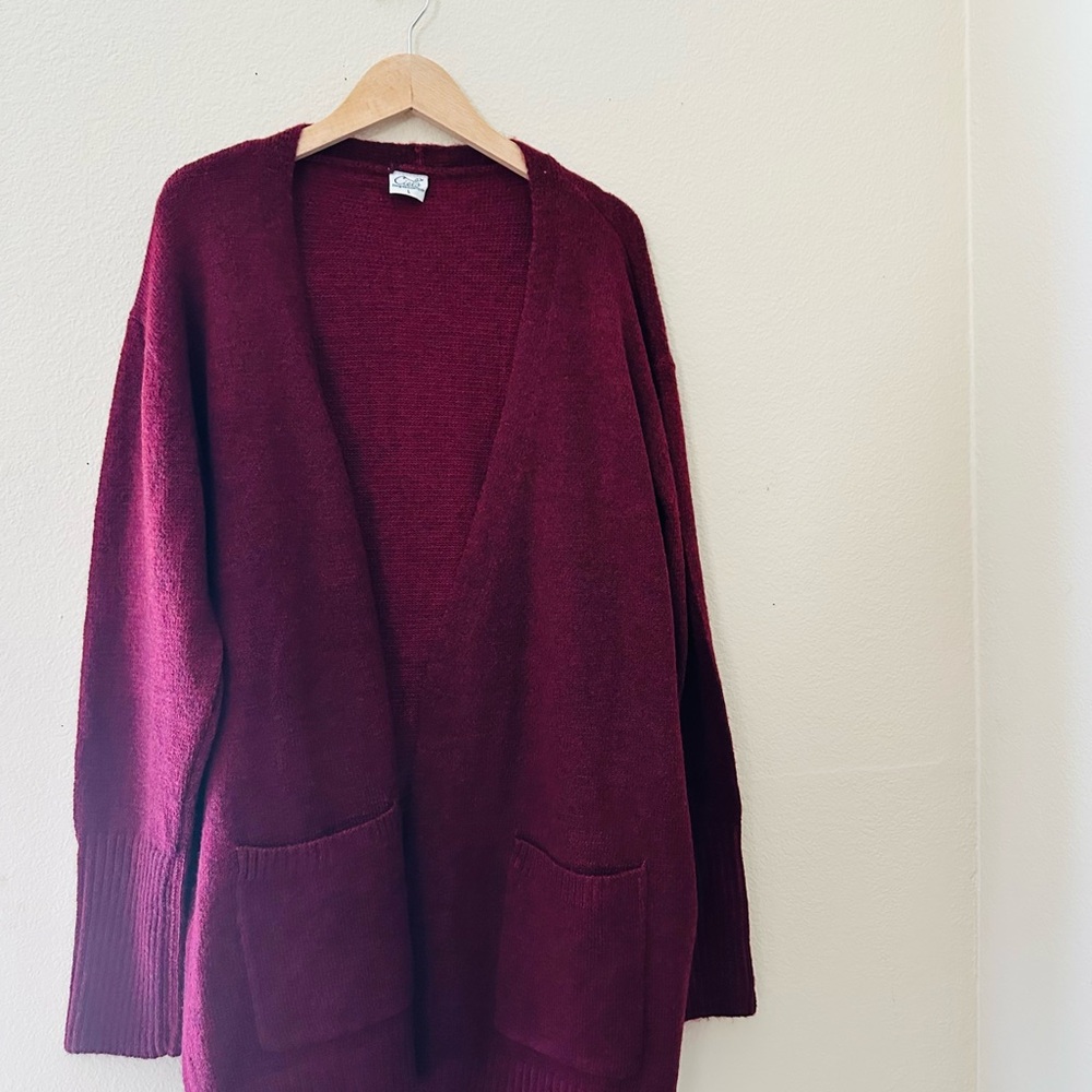 Cielo Deep Red Cardigan Sweater